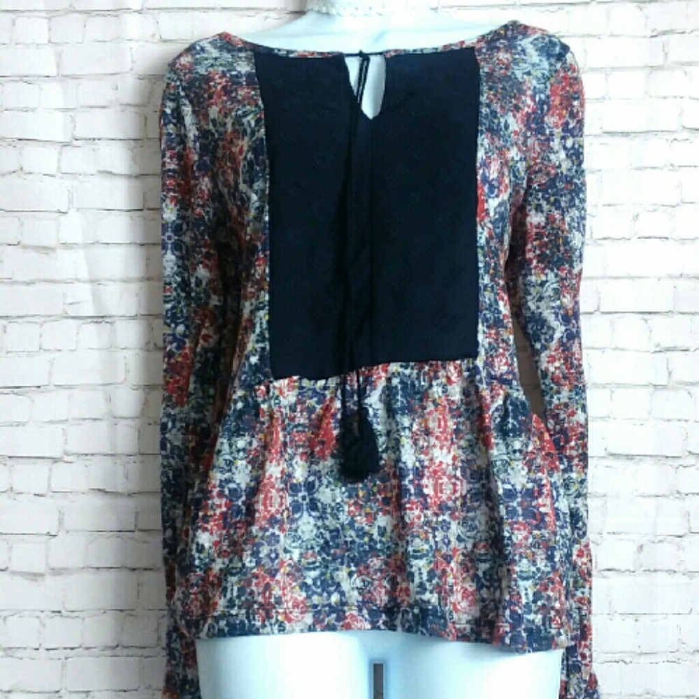 KATE & SAM floral print peasant blouse
